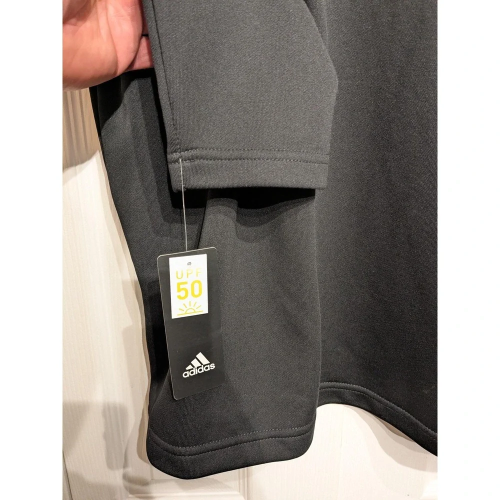 Adidas Pullover Men XL Black French Terry 1/4 Zip Golf UPF 50 Mock Nk NWT